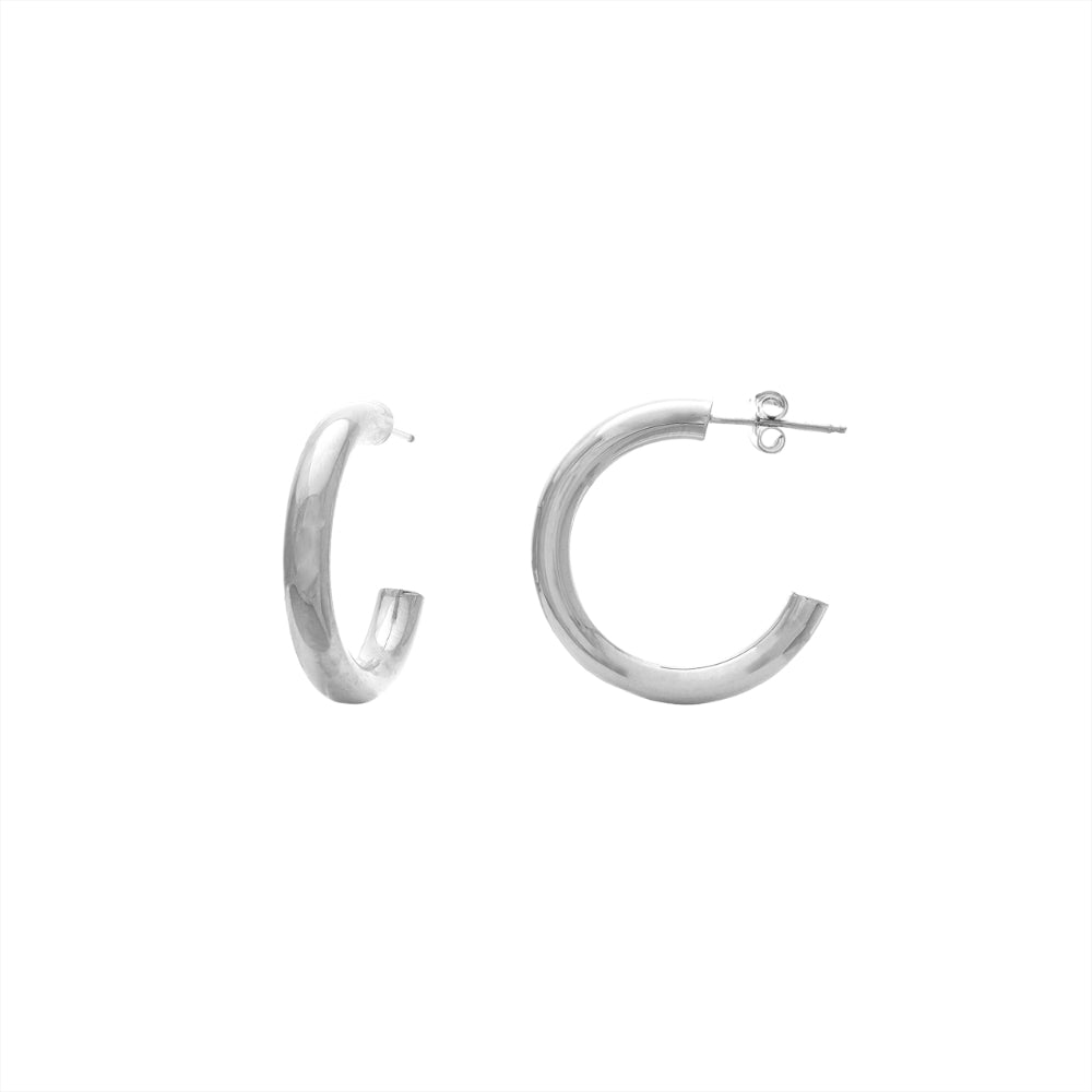 14K Gold Polished Open Hoop Post Earrings for Women - Minimalist Dainty Everyday Jewelry for Work, Date Night & Gifts