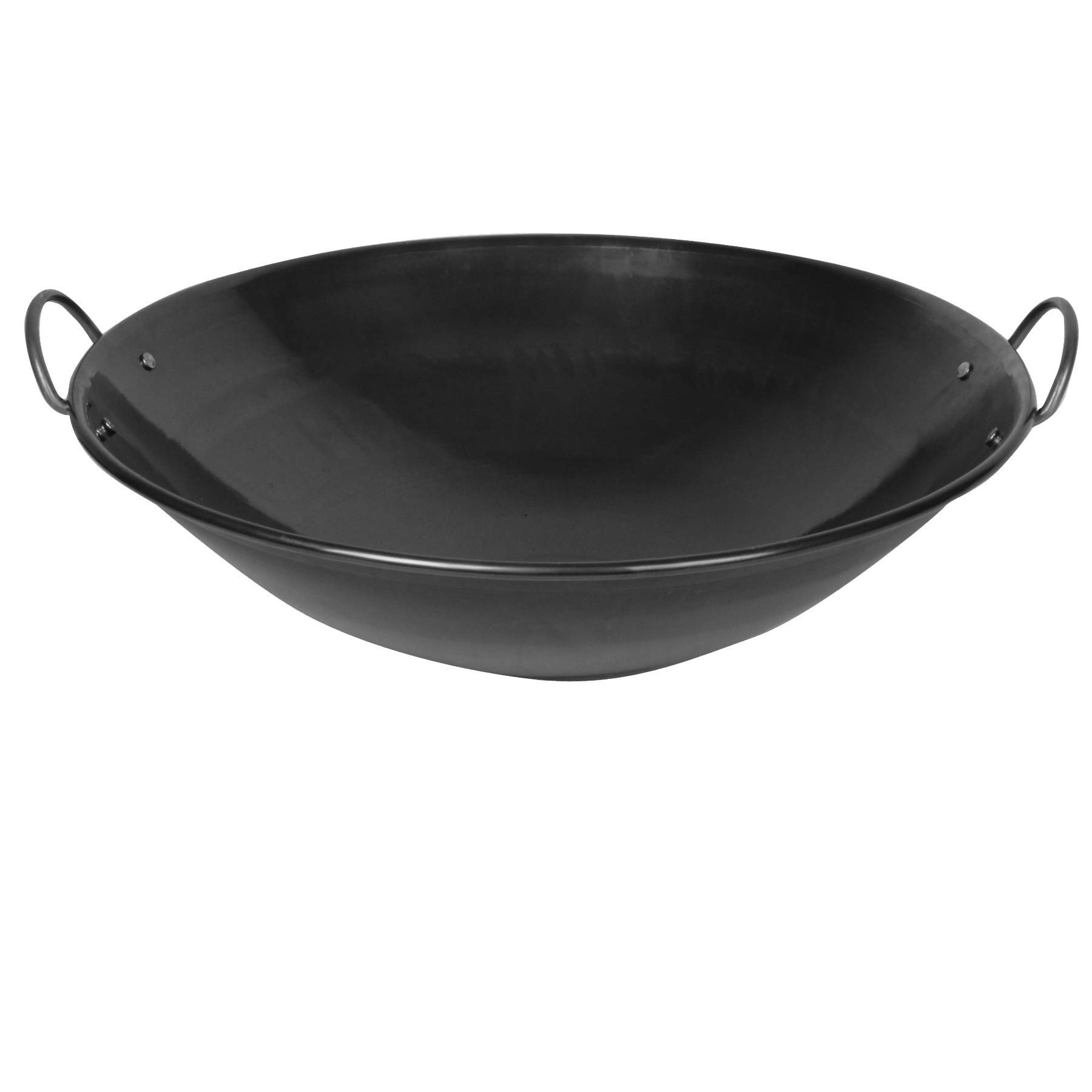 Thunder Group IRWC004 26-Inch Black Curved Rim Wok - Professional Chinese Stir Fry Pan for Home & Restaurant Cooking, Perfect for Stir-Frying, Deep Frying & Asian Cuisine