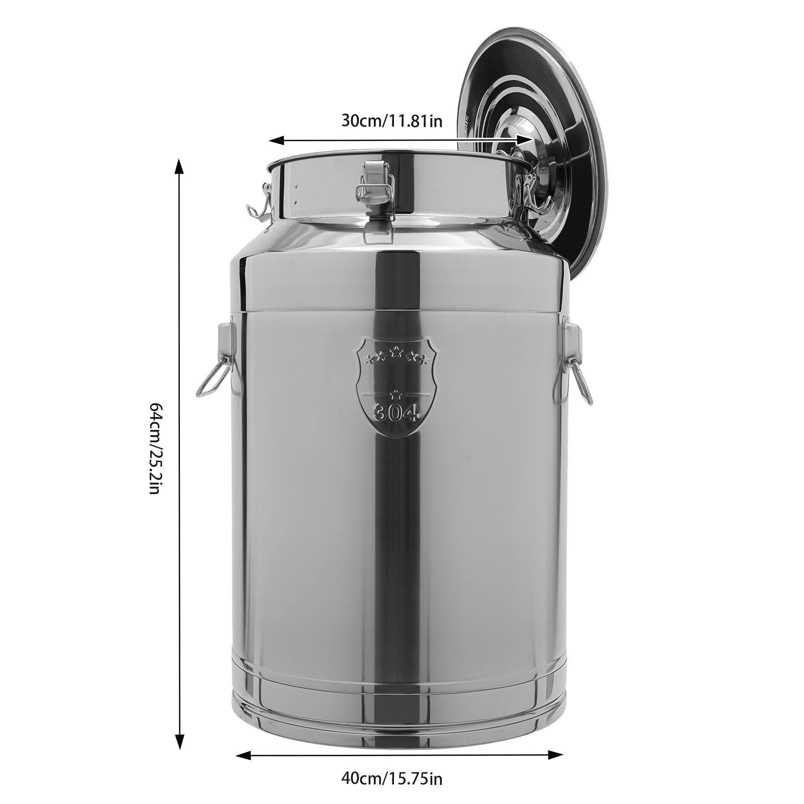 Premium 304 Stainless Steel 20 Gallon (76L) Milk Can with Airtight Lid - Heavy Duty Food Grade Container for Milk, Wine, Brewing & Storage - Ideal for Dairy Farms, Home Brewing & Commercial Use