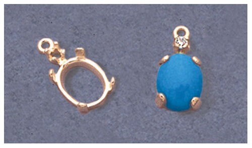 Solid Sterling Silver or 14kt Gold 7x5mm 10x8mm Oval Cabochon Dangle Earrings with Accent Setting - Elegant Jewelry for Women, Perfect for Weddings, Parties & Special Occasions