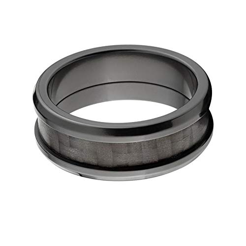 Premium Black Zirconium 8mm Carbon Fiber Wedding Band - High Polish Finish, USA Made Custom Mens Ring - Durable & Lightweight for Everyday Wear, Anniversary Gifts & Special Occasions