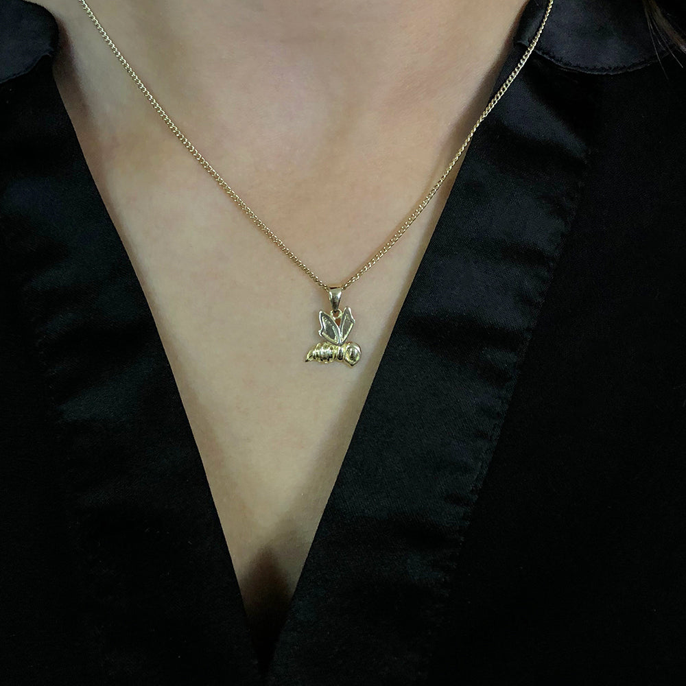 9ct Gold Honeybee Pendant Necklace - Dainty Bee Jewelry for Women - Perfect Gift for Nature Lovers & Beekeepers - Ideal for Everyday Wear, Special Occasions & Beekeeping Events