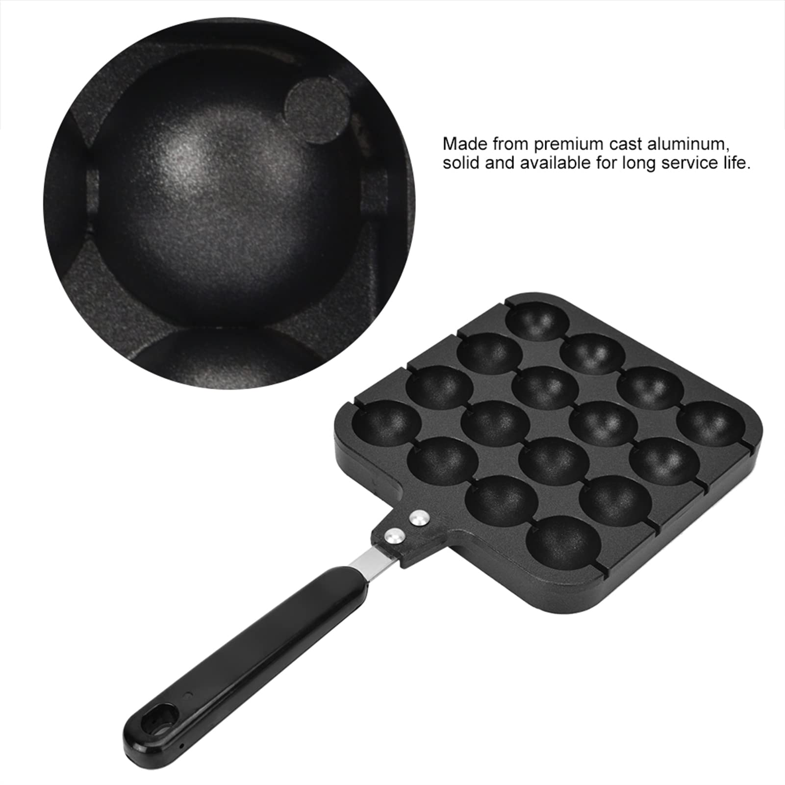 Cast Aluminum Non-Stick Takoyaki Grill Pan - Octopus Ball Maker for Perfect Japanese Snacks - Home Kitchen Accessories for Cooking, Baking & Party Food Prep
