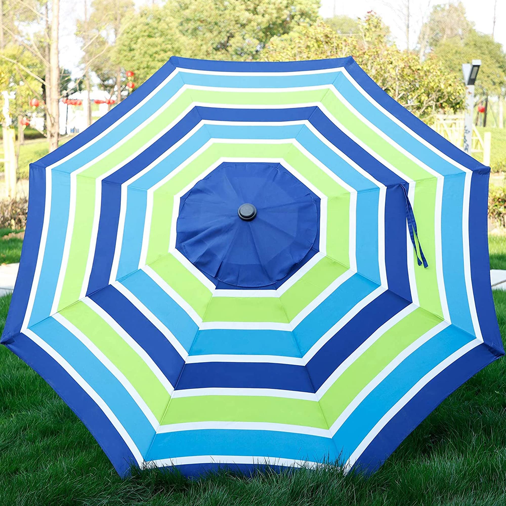 Blissun 9 Foot Outdoor Patio Umbrella with 8 Sturdy Ribs - Push Button Tilt & Crank - Perfect for Garden, Backyard, Poolside, and Outdoor Dining Areas