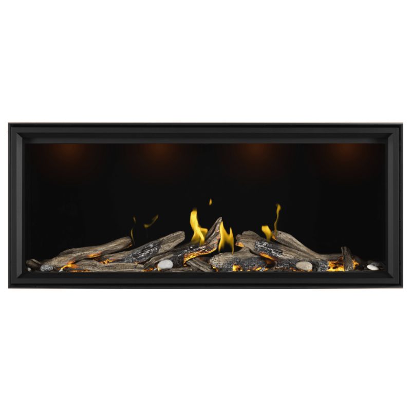 Napoleon Tall Vector 62 Inch Direct Vent Linear Gas Fireplace with Realistic Luminous Logs - Perfect for Modern Living Rooms & Cozy Winter Nights