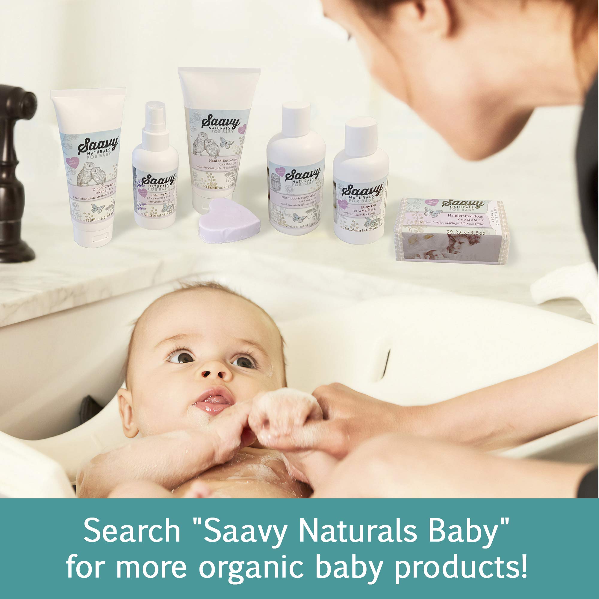 Organic Baby Shower Gift Set - 6-Piece Natural Bath Essentials for Newborns & Infants | Includes Soap Bars, Lotion, Shampoo, Baby Oil, Calming Spray & Diaper Cream | Chamomile Lavender Scented | Perfect New Mom Care Package & Baptism Present