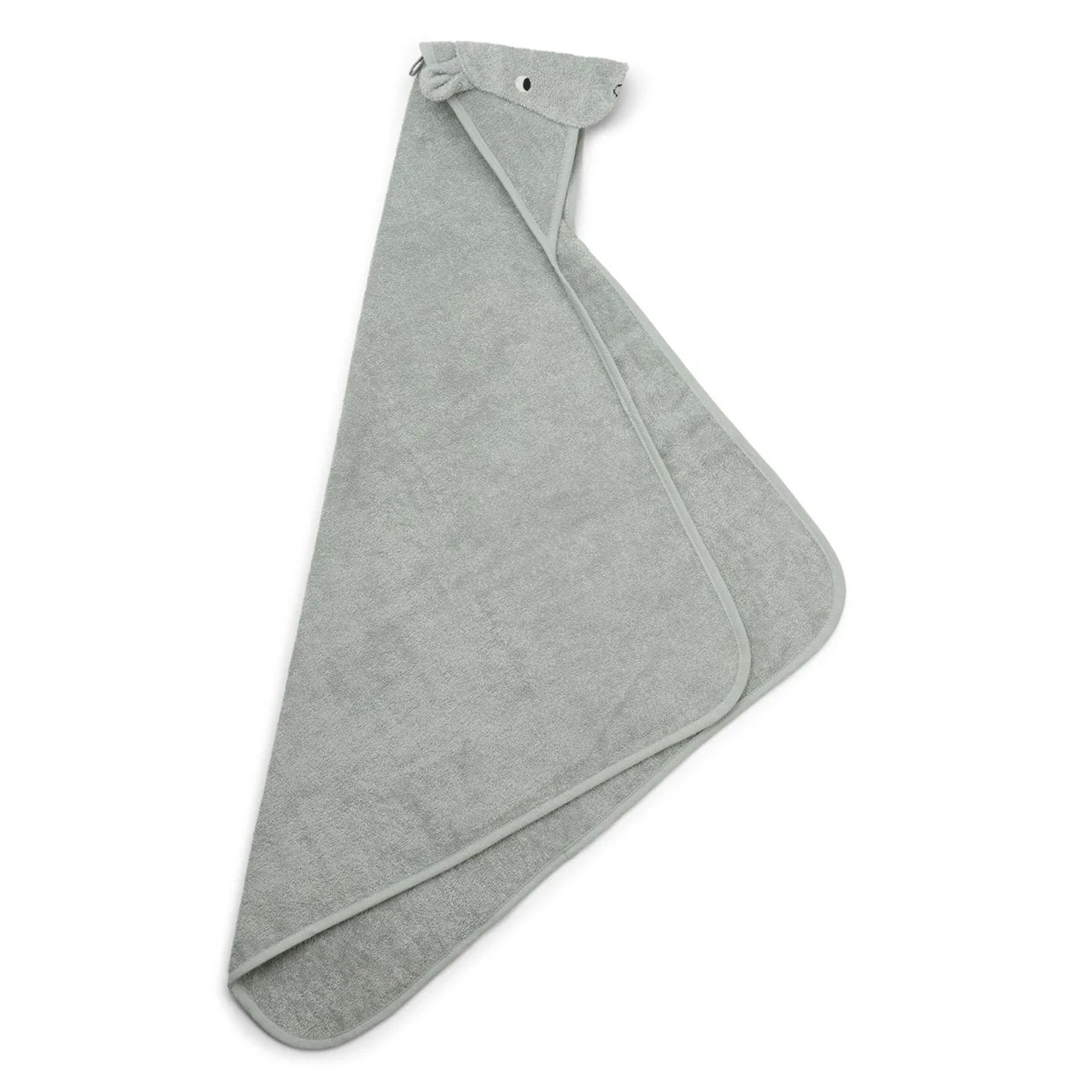 Liewood Albert Hippo Hooded Baby Towel - 70x70cm Soft Absorbent Cotton - Dove Blue for Newborns, Infants & Toddlers - Perfect for Bath Time, Swimming & Beach Outings