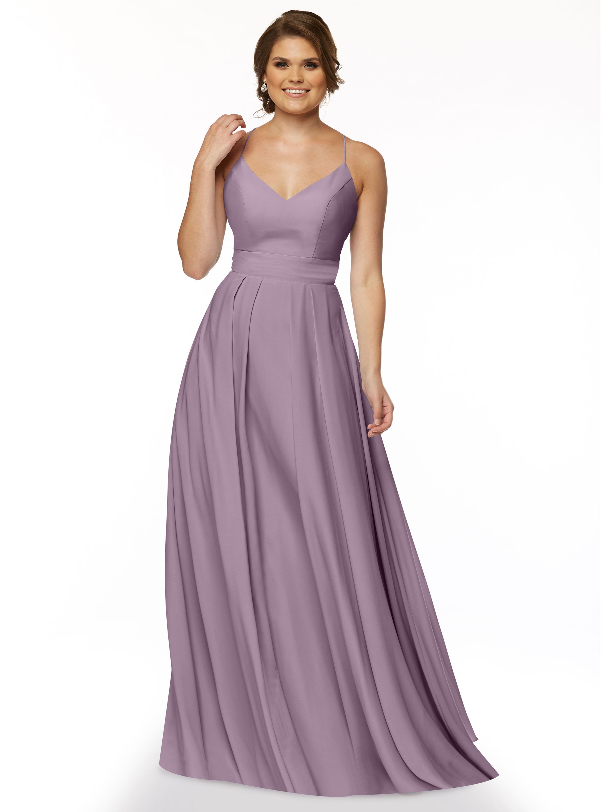Elegant 83027 Stretch Chiffon A-Line Bridesmaid Dress with Pleats - Perfect for Weddings, Formal Events & Evening Parties