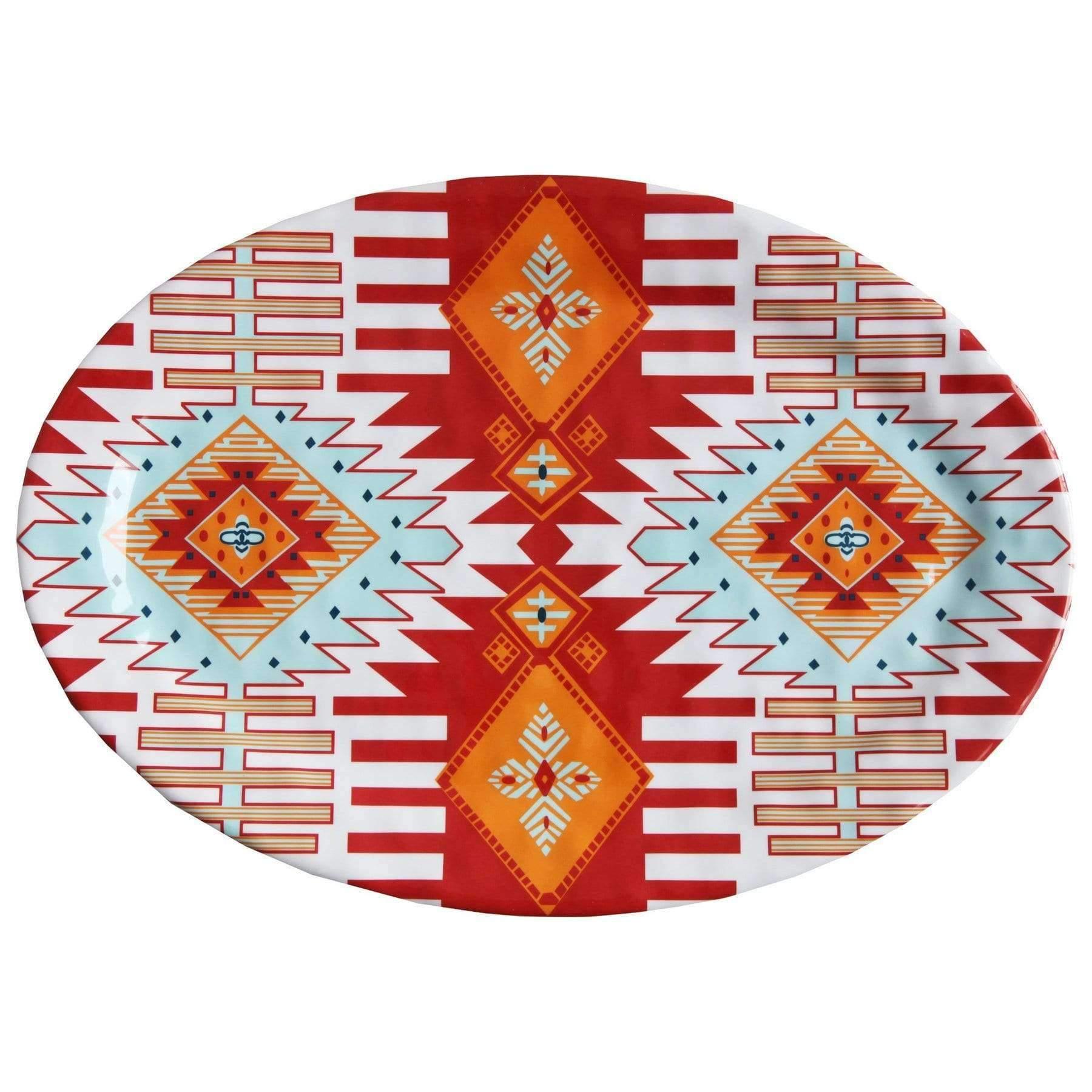 Premium Southwest Design Melamine Dinnerware Set - 14-Piece Durable & Lightweight Plates & Bowls for Outdoor Dining, Picnics, Camping & RV Trips