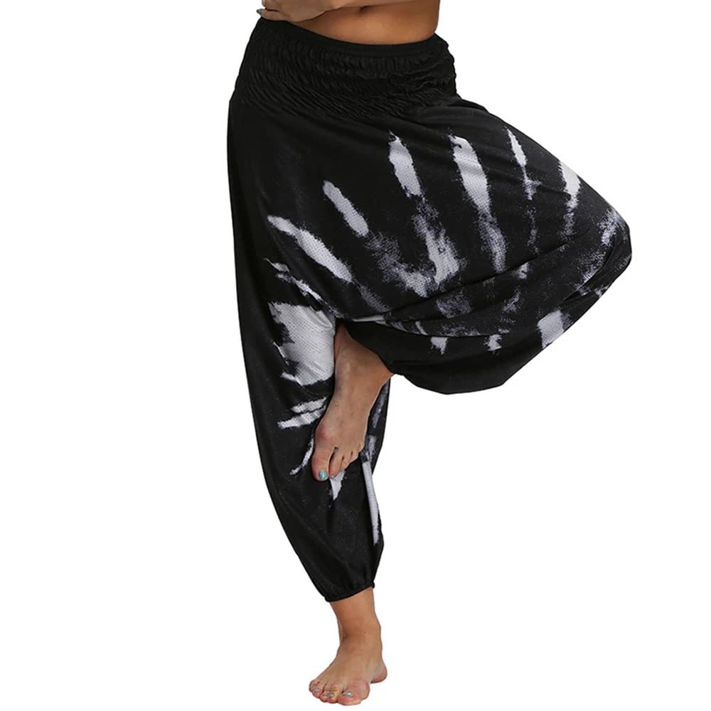 WPYYI Women's Boho Harem Yoga Pants - Loose Fit Hippie Palazzo Casual Beach Pants for Yoga, Sports & Travel - Black One Size - Perfect for Yoga, Beach Outings & Relaxing at Home