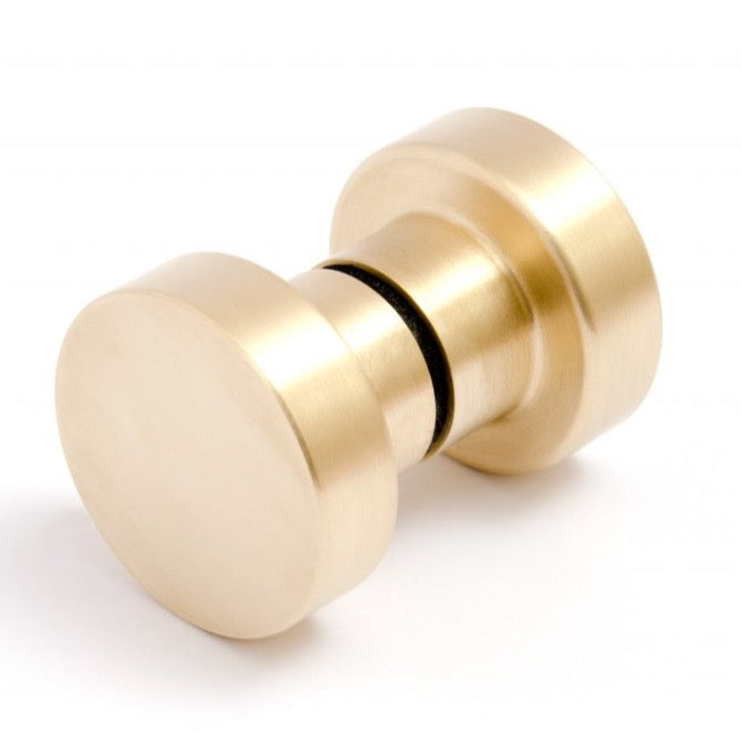 Brushed Brass Glass Shower Door Knob Set - Round Spot Design for Bathroom & Shower - Rust-Resistant & Stylish Hardware for Modern Homes