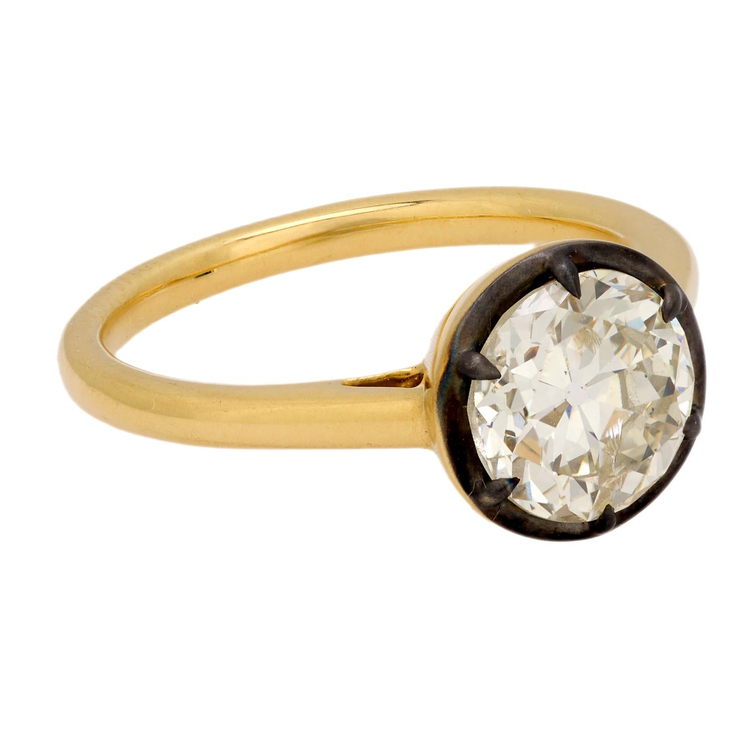1.92 Carat Old European Cut Diamond 18K Yellow Gold Engagement Ring for Women - Vintage Inspired Wedding Band, Proposal Gift, Anniversary Jewelry