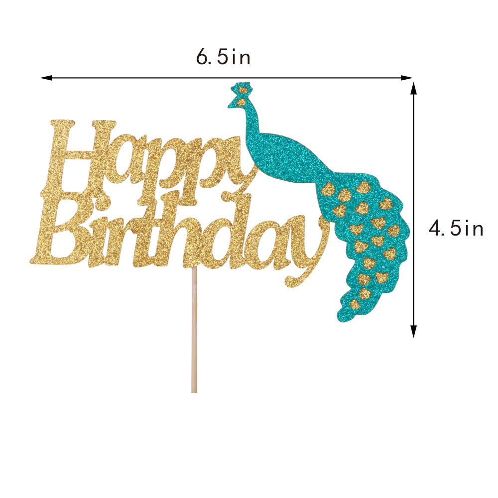 NN-BH Peacock Cake Topper - Elegant Peacock Feather Wedding Cake Decorations for Birthday, Anniversary & Bridal Shower Cakes - Perfect for Themed Parties & Special Occasions