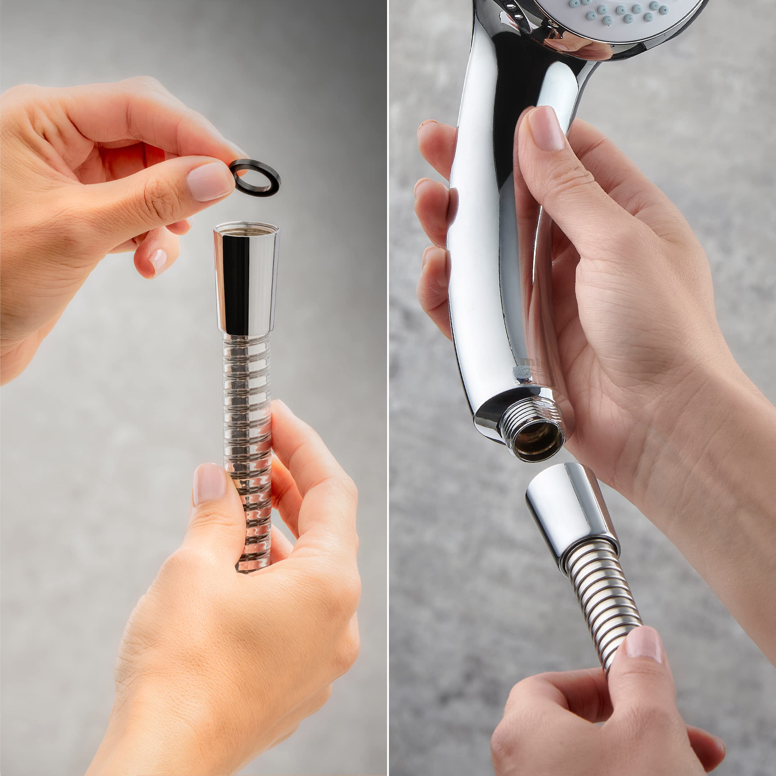 Premium Chrome Shower Fittings Kit - 4 Spray Showerhead with 1.25M Hose (Model 2.1605.154) for Bathroom & Spa Relaxation - High Pressure Water Saving Design