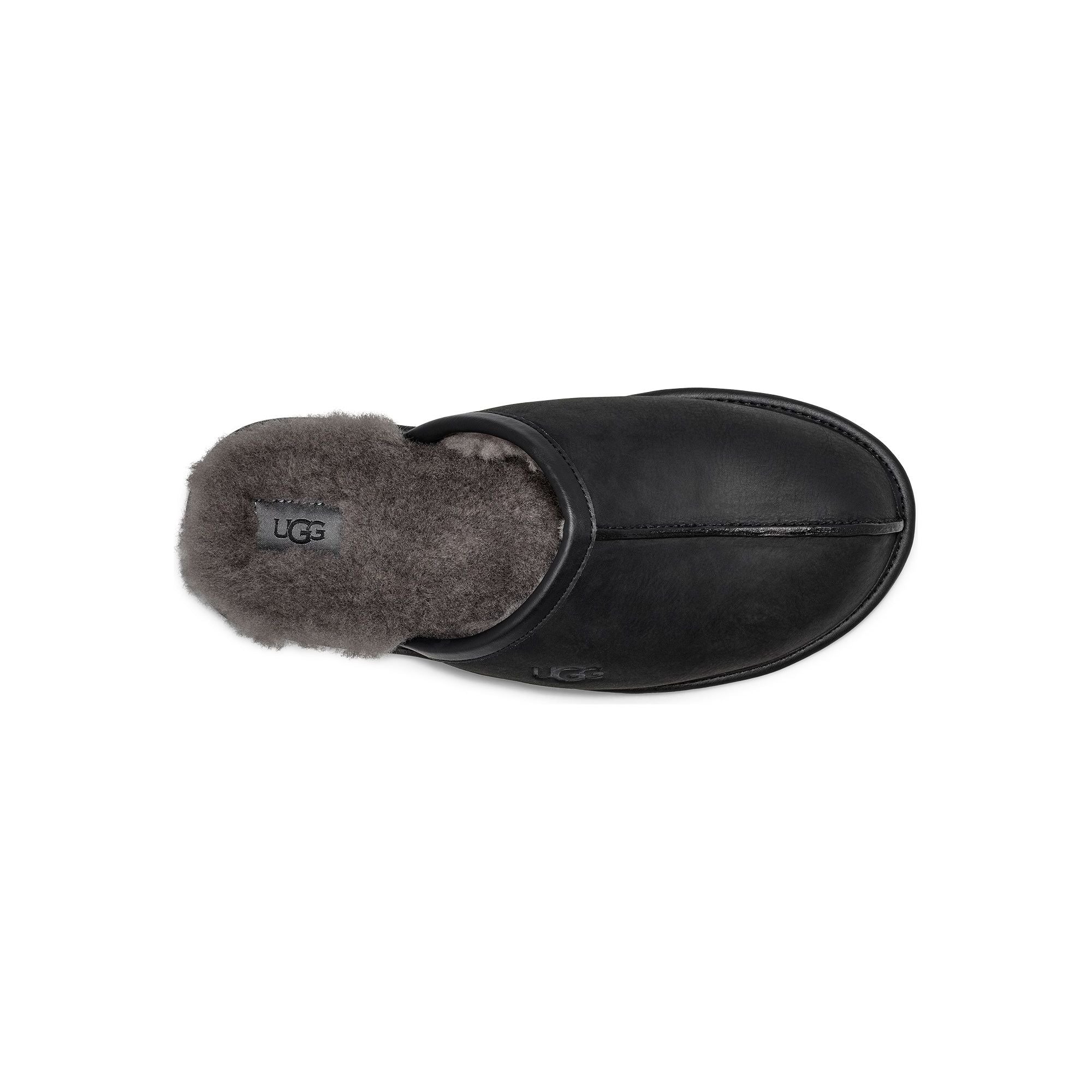 UGG Men's Scuff Leather Slipper - Black Comfortable House Shoes for Indoor & Outdoor Wear - Perfect for Home, Office & Relaxation