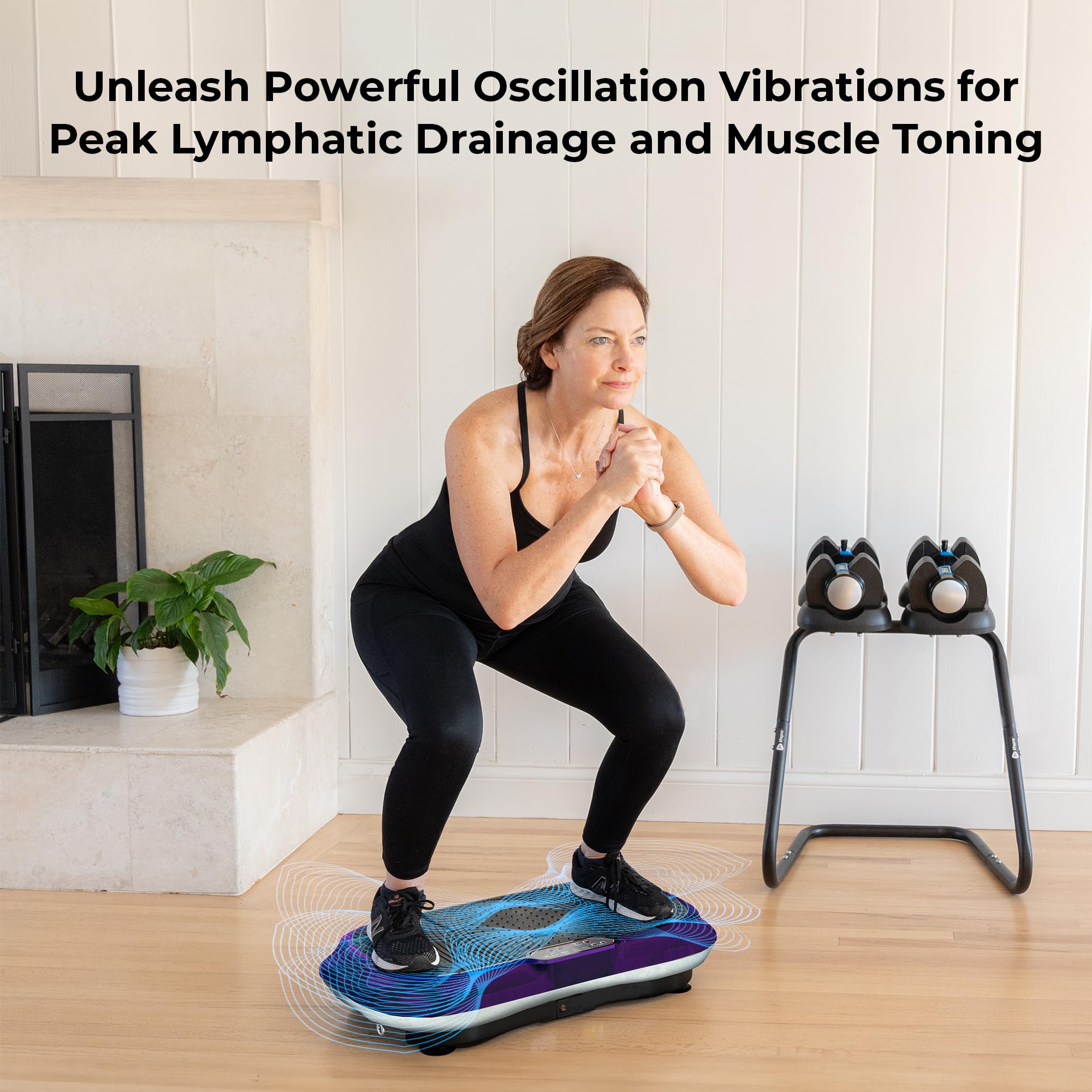 Lifepro Waver Vibration Plate Exercise Machine - High-Intensity Full Body Workout for Muscle Activation, Strength Toning & Fat Loss with Resistance Bands | Home Gym Equipment for Weight Loss & Recovery | Perfect for Small Spaces & Post-Workout Relaxation