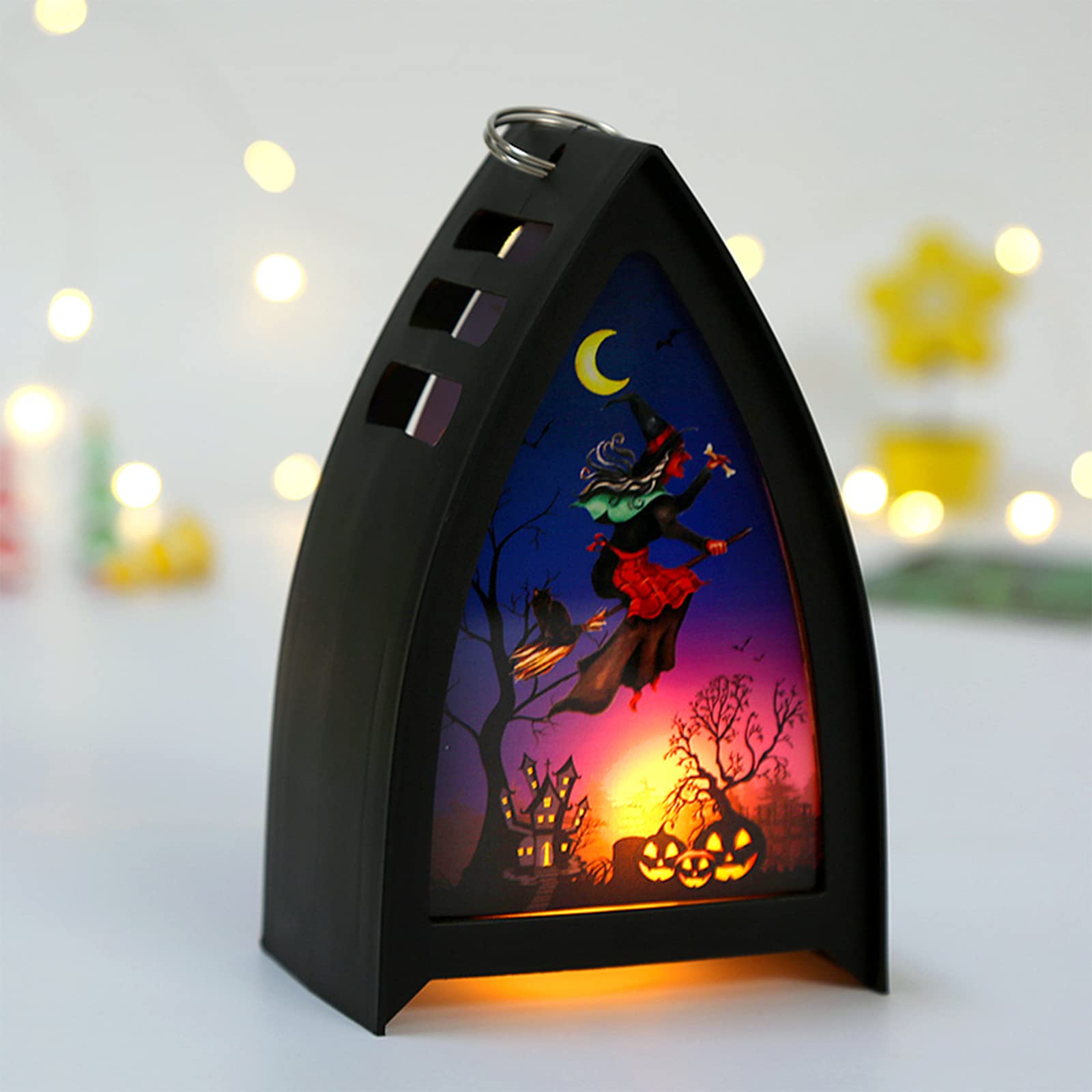 Orange LED Pumpkin Candle Lantern with Spooky Skeleton - Halloween Decorative Light for Indoor & Outdoor - Perfect for Porch Decor, Trick-or-Treating, Haunted House Parties & Yard Displays