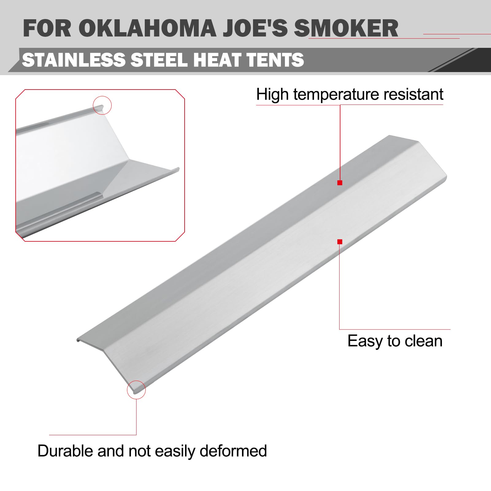 Oklahoma Joe's Smoker Grill Replacement Parts - Heat Shield 1767054 & Heat Plates 15202029, 12201767, 16202046 for Longhorn Combo Charcoal Gas Smoker 3 Burner | Compatible with Oklagarden Heat Tent | Perfect for Backyard BBQ, Smoking Meat & Outdoor Cooking