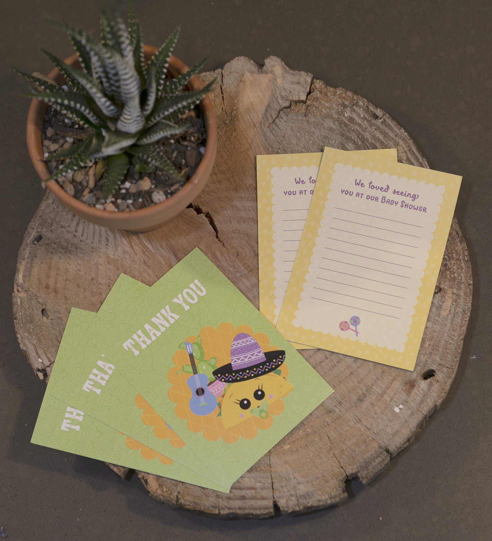 Taco Bout A Baby Shower Invitations & Thank You Cards Set - 20 Invites, 20 Thank You Cards, 40 Game Cards with 4 Unique Baby Shower Games - Fiesta Taco Theme for Gender Reveal, Baby Announcement or Birthday Party - Perfect for Taco-Themed Celebrations and Mexican Fiesta Decor