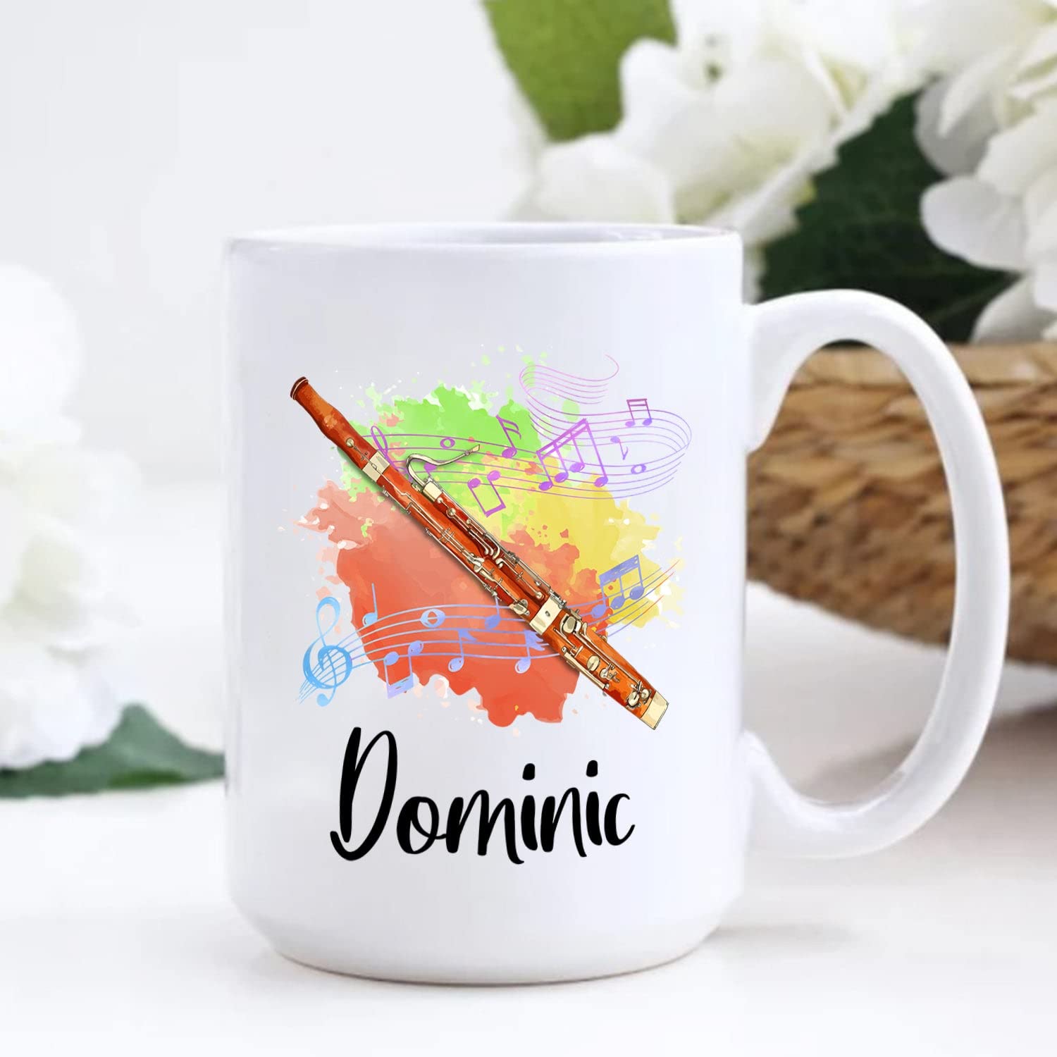 Personalized Bassoon Coffee Mug 11oz & 15oz - Custom Name Bassoon Player Travel Mug - Unique Gift for Bassoonists (Men & Women) - Perfect for Music Lovers, Office Use & Travel