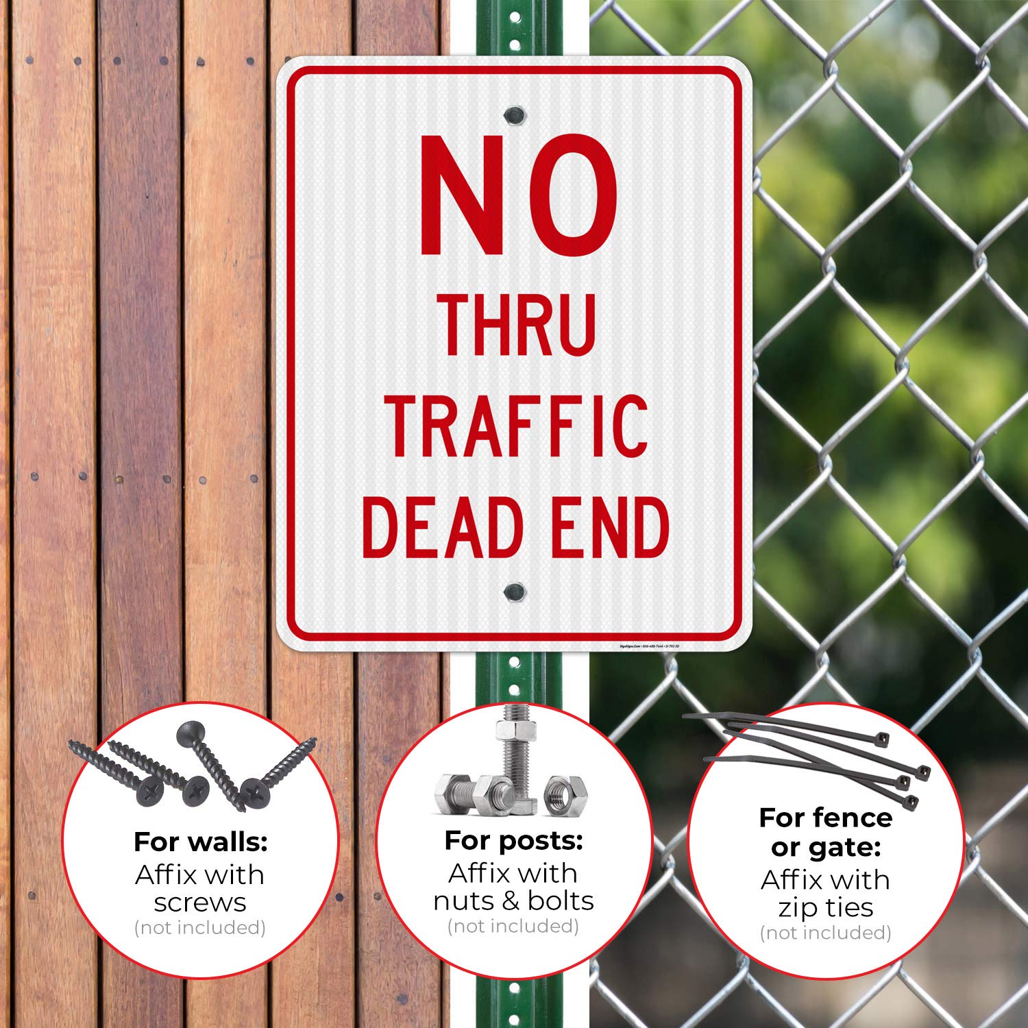 No Thru Traffic Sign - 24x30 Inches, 3M EGP Reflective Aluminum Road Sign, Fade Resistant & Easy to Install for Driveway, Parking Lot & Private Property (Made in USA)