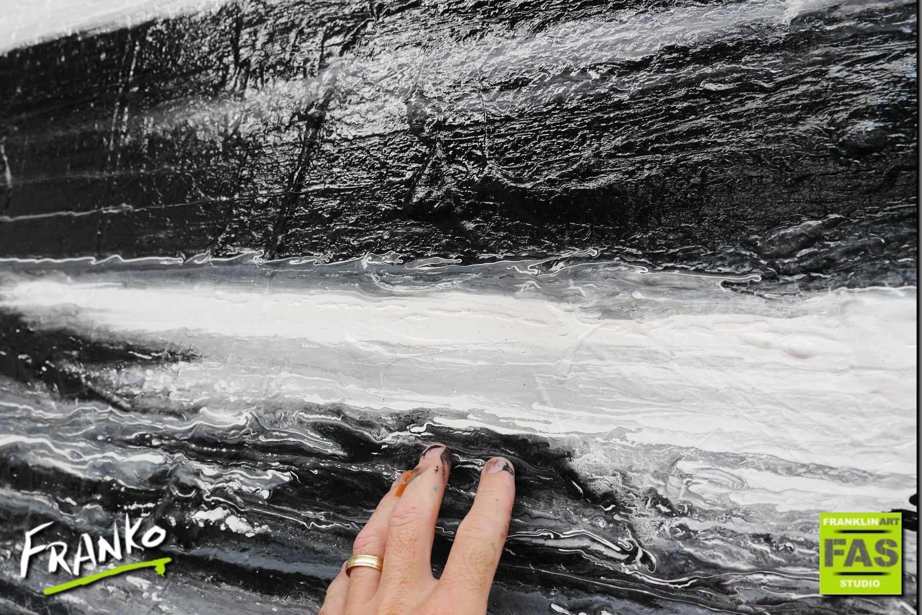 Minimal Horizon 200cm x 80cm Large White Black Abstract Canvas Art Painting - Modern Wall Decor for Living Room, Bedroom, Office