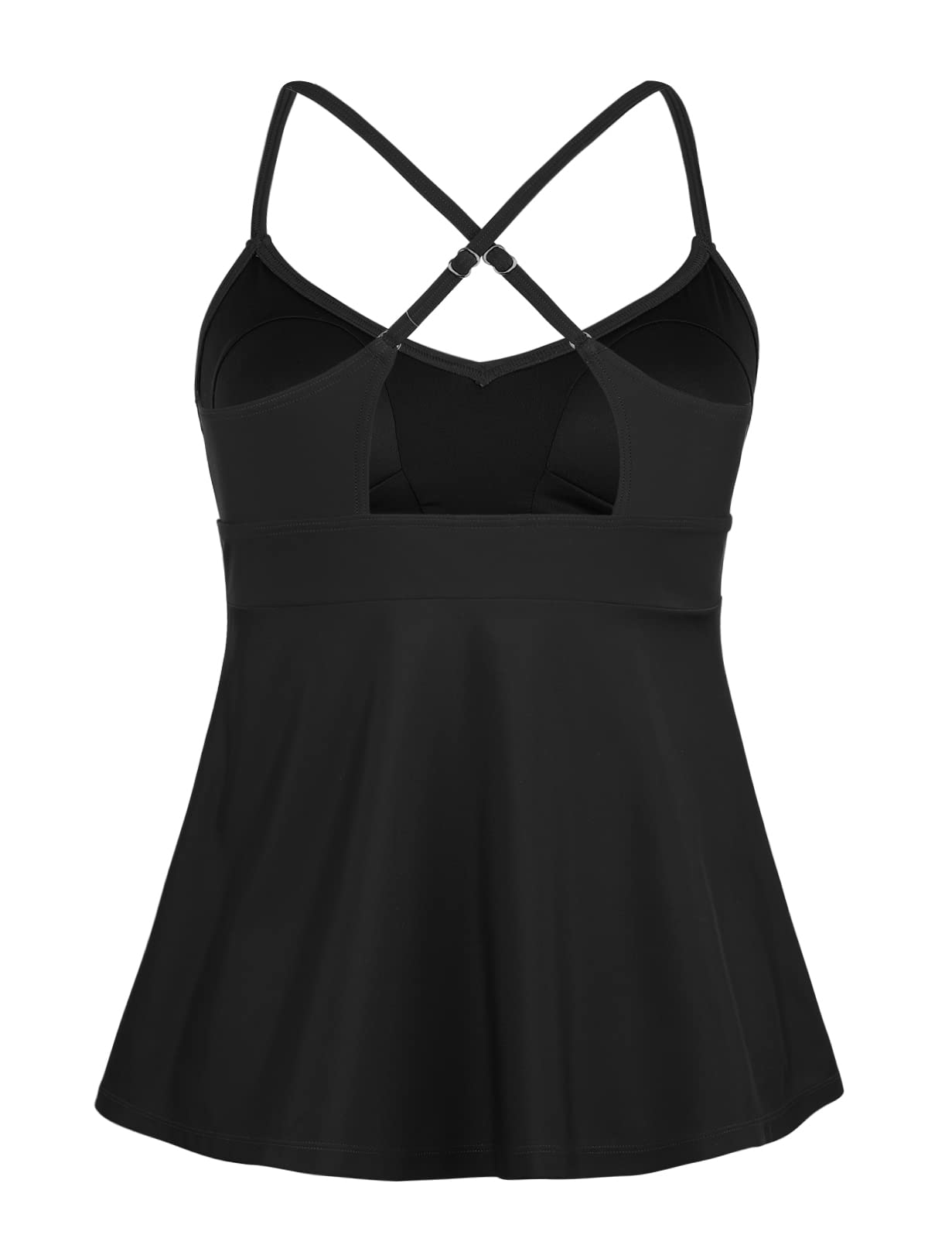 Coastal Rose Women's Flowy Tankini Top - Cross Back Push Up Swimwear for Beach & Pool | Perfect for Summer Vacations & Water Activities