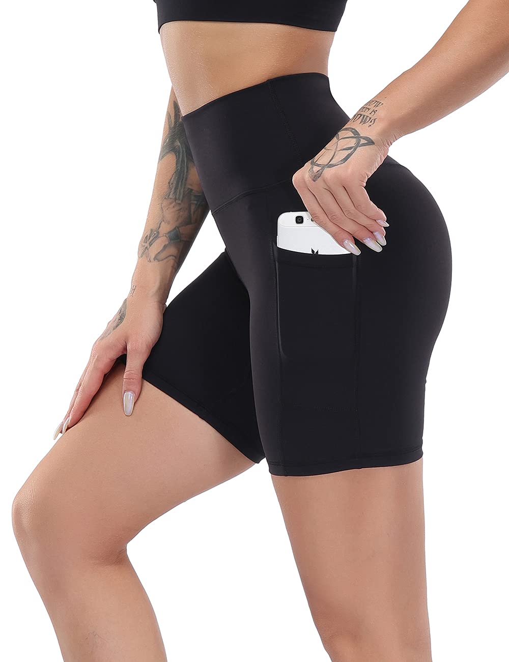 MOYOOGA Women's High Waist Tummy Control Workout Shorts - Yoga Running Athletic Biker Shorts for Women - Perfect for Gym, Fitness & Everyday Wear