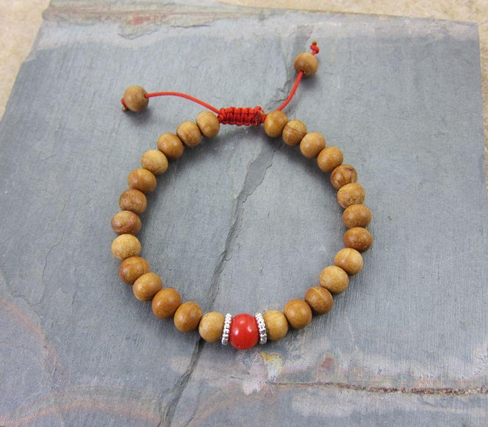 Adjustable Sandalwood Prayer Beads Mala Bracelet - Handmade Buddhist Meditation & Yoga Accessory for Mindfulness & Spiritual Healing
