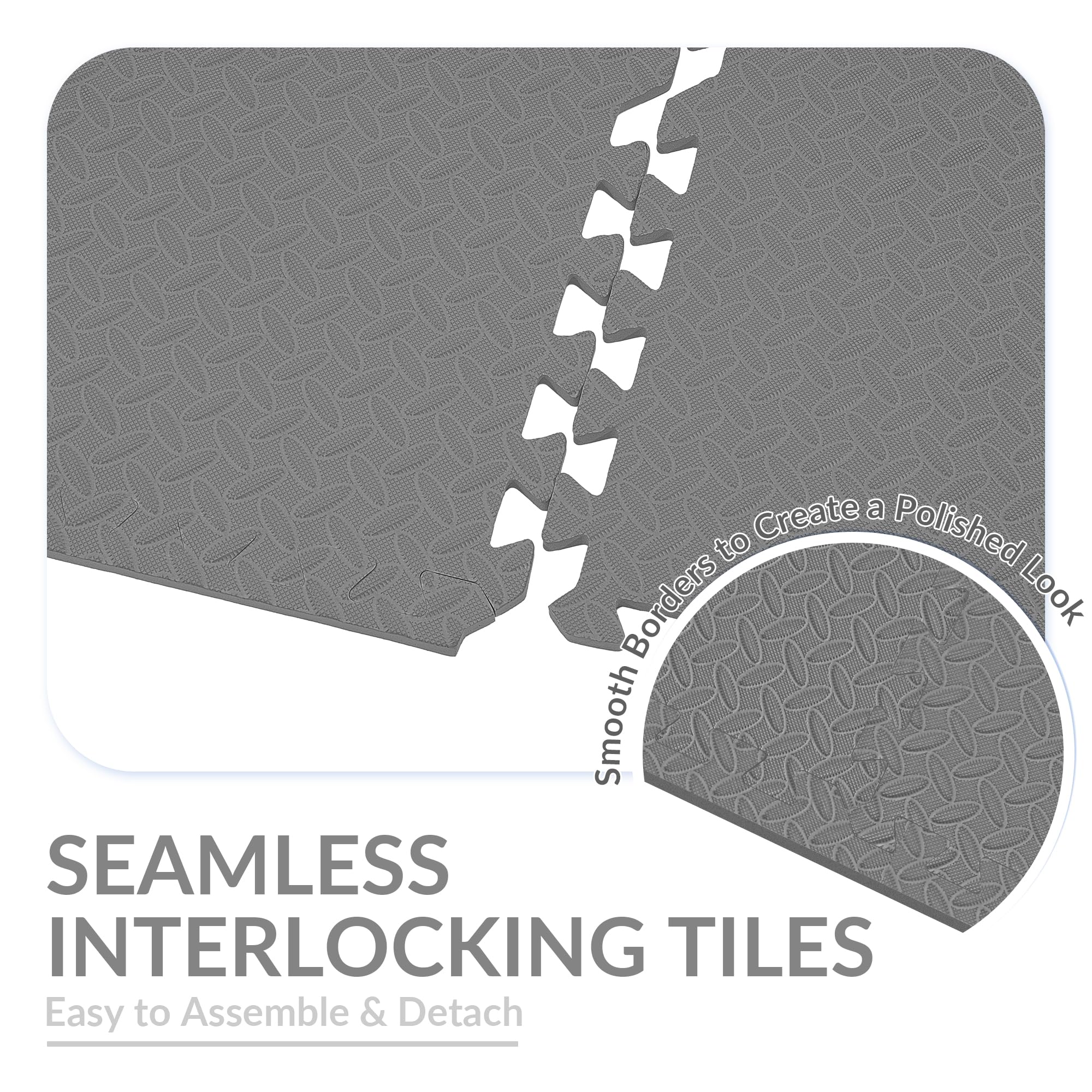 Signature Fitness EVA Foam Interlocking Puzzle Exercise Mat - Non-Slip Floor Tiles for MMA, Yoga, Gymnastics & Home Gym - Durable Protective Flooring in Multiple Sizes - Perfect for Workouts, Playrooms & Garage Gyms