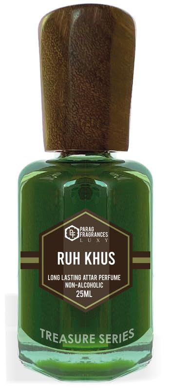 Parag Fragrances Ruh Khus Attar 25ml - Natural Long Lasting Perfume Oil for Men | Alcohol-Free Musk Fragrance for Pooja, Worship & Daily Wear | Premium Treasure Series Ittar