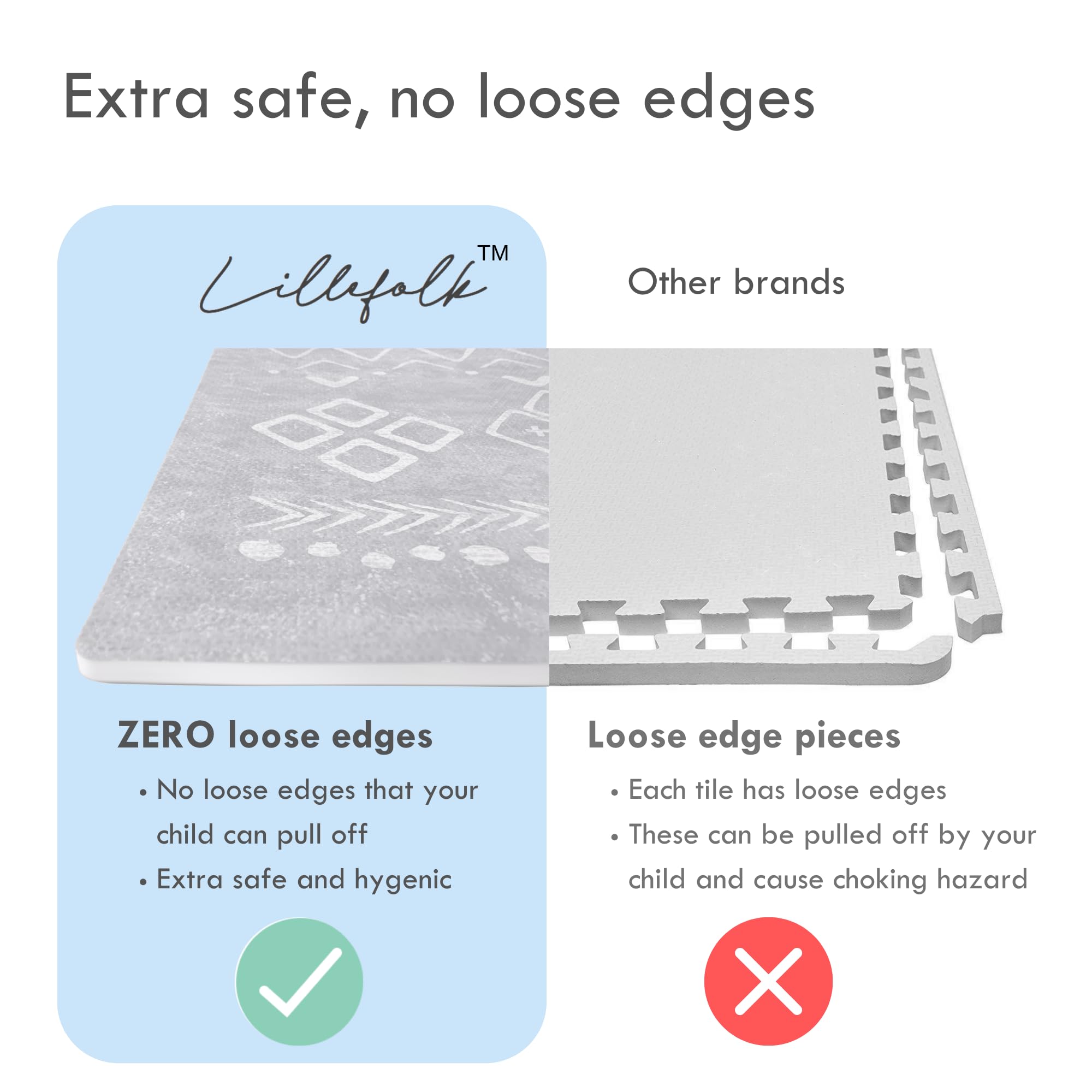 **Lillefolk Baby Foam Play Mat - Non-Toxic Interlocking Tiles for Kids & Toddlers - 8x6ft Gray Playmat for Tummy Time, Crawling, and Nursery Floor Protection**    *(Perfect for playrooms, daycare centers, and safe baby play areas!)*
