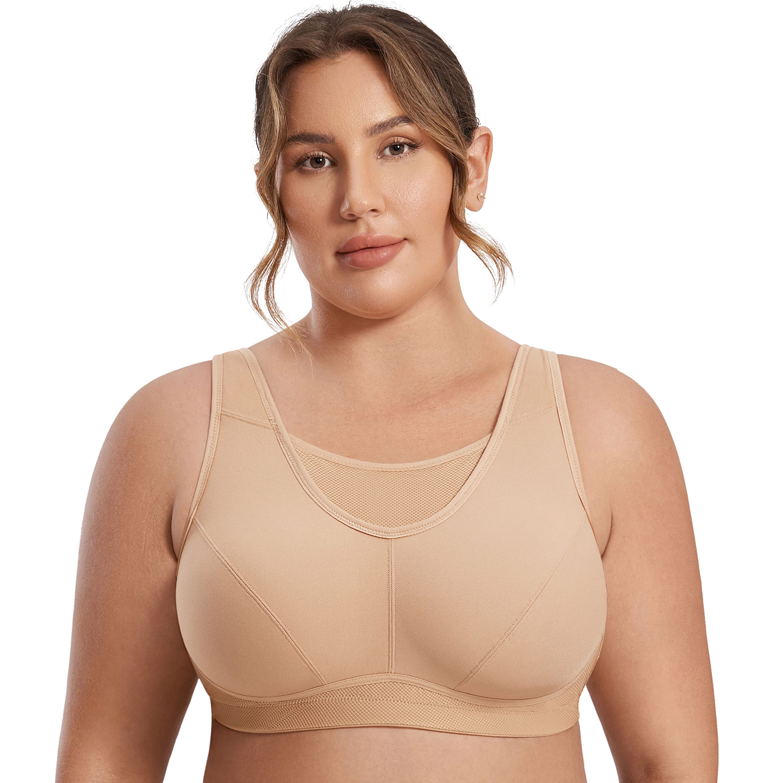 SYROKAN Women's Plus Size High Impact Sports Bra - Wirefree Full Figure Workout Bras for Running, Gym & High-Intensity Training