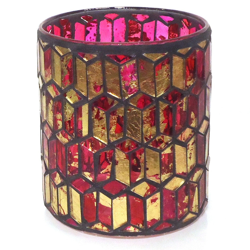 Handmade Mosaic Glass Votive Candle Holder - Elegant Home Decor for Wedding, Party & Romantic Dinner Lighting