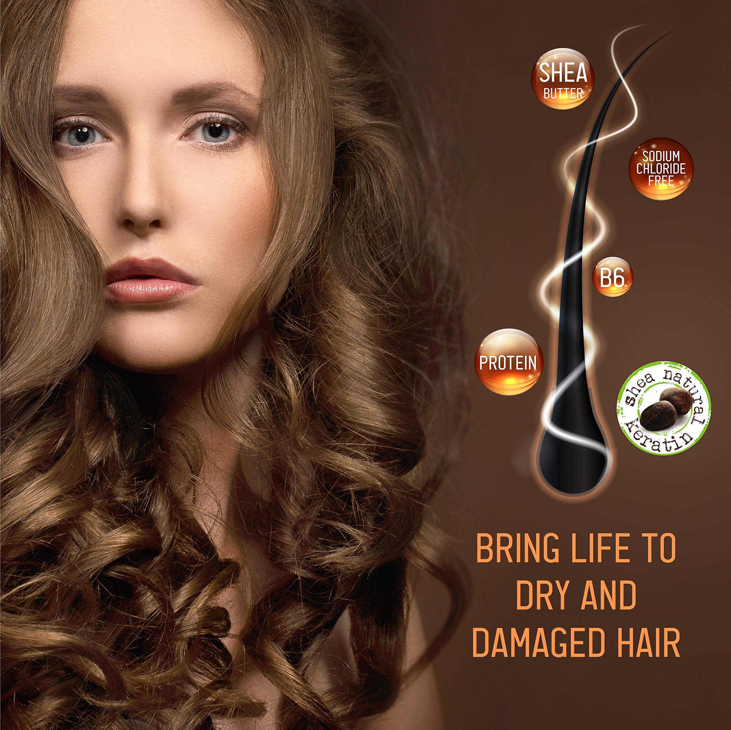 Shea Butter Shampoo and Conditioner Set for Dry Damaged Hair - Moisture Repair Treatment with Cotton Silk Protein, Sulfate & Sodium Chloride Free (16.9oz/500ml x 2) - Perfect for Home & Salon Hair Care