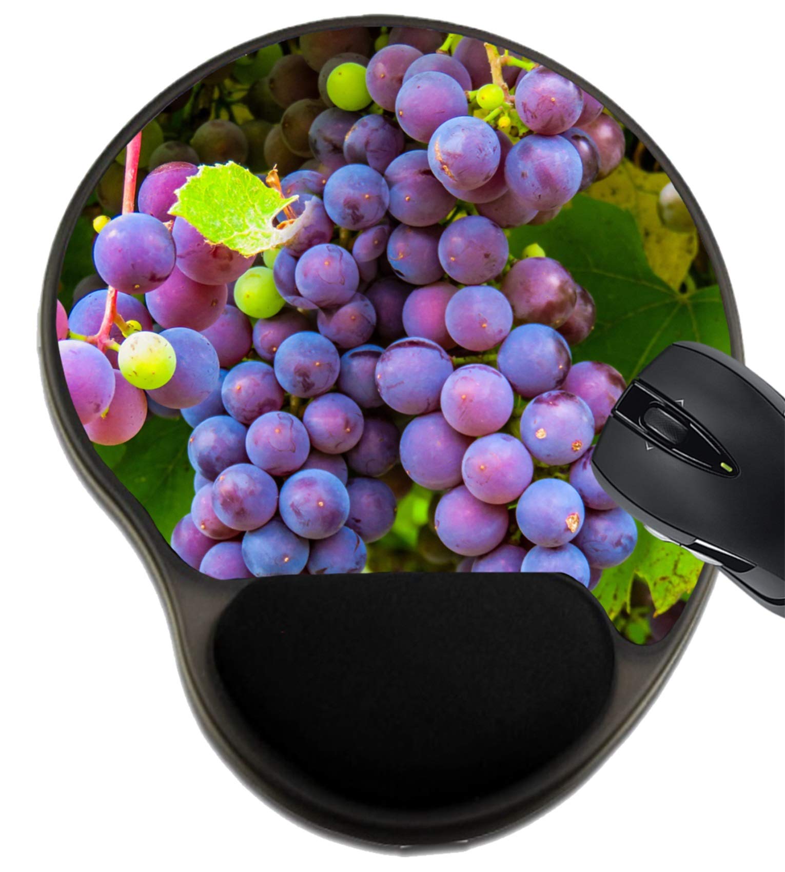 MSD Ergonomic Mouse Pad with Wrist Support - Vineyard Green Grape Harvest Design, Non-Slip Computer Mouse Mat for Office & Gaming (Perfect for Long Computer Sessions, Typing, and Graphic Design Work)
