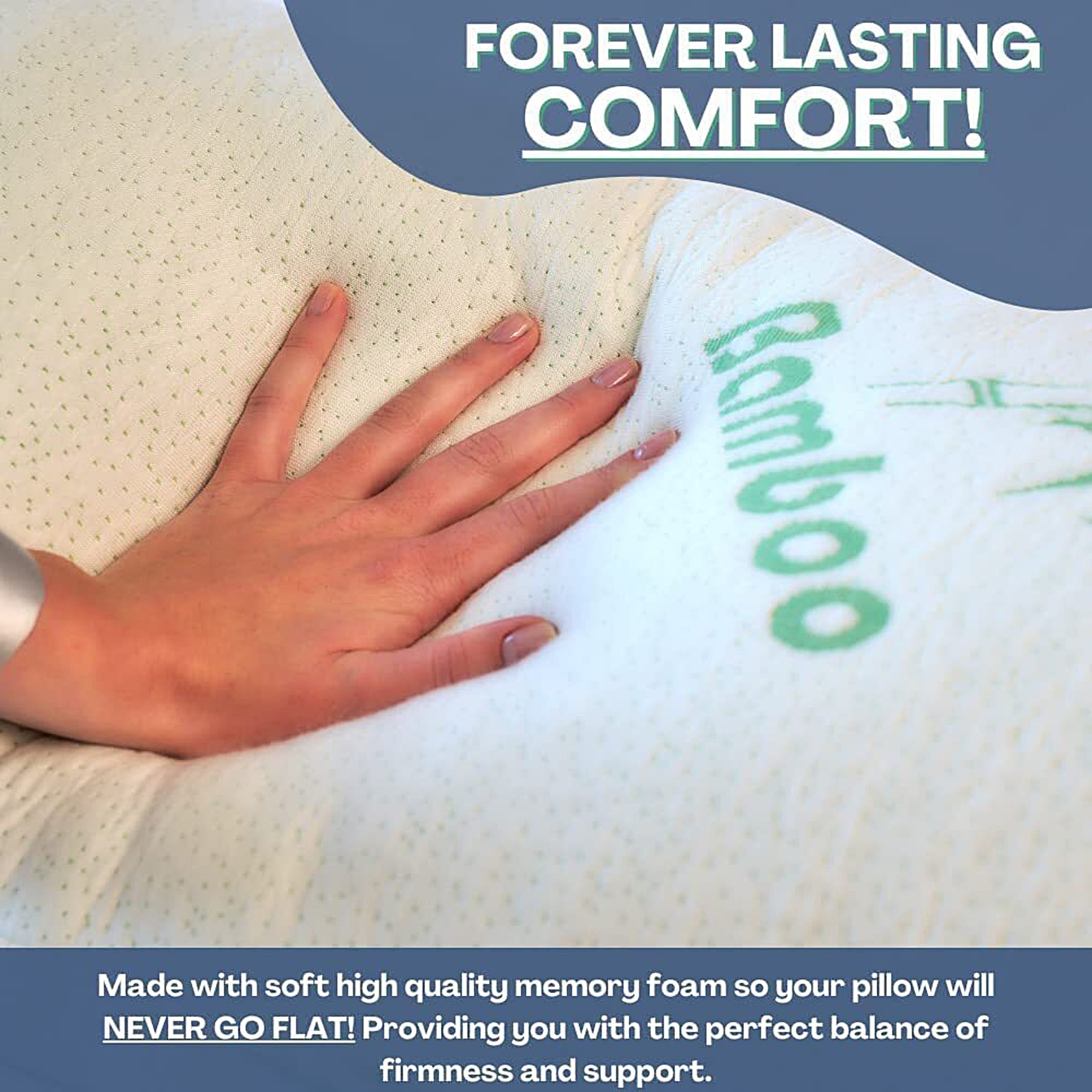 Bamboo Memory Foam Pillow for Neck Pain Relief - Orthopedic Support Pillow for Side, Back & Stomach Sleepers - Cooling Bamboo Cover for Better Sleep - Perfect for Home, Travel & Office Use