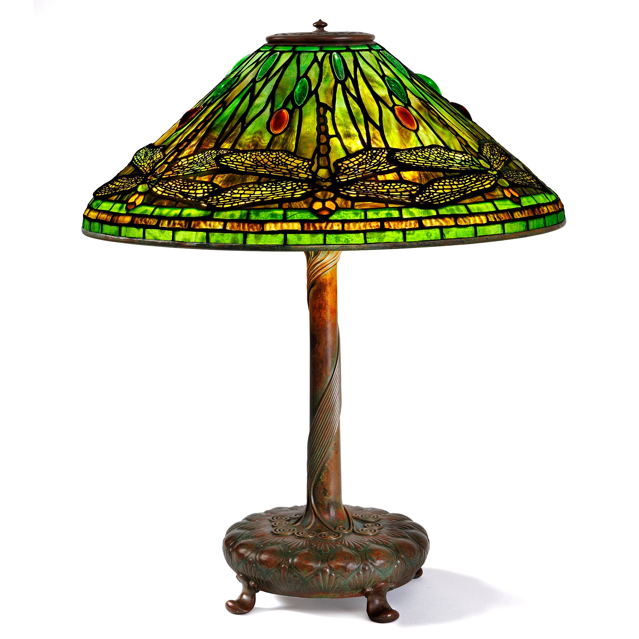 Tiffany Studios New York Dragonfly Table Lamp - Stained Glass Tiffany Style Lamp for Home Decor, Living Room, Bedroom & Office - Vintage Inspired Lighting for Elegant Interior Design