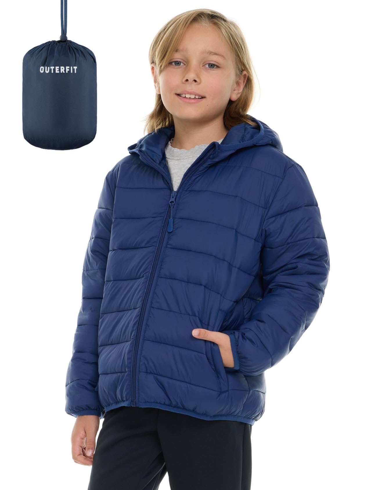 Lightweight Packable Boys Puffer Jacket with Hood - Warm Winter Coat for Kids - Perfect for School, Outdoor Play & Cold Weather Activities