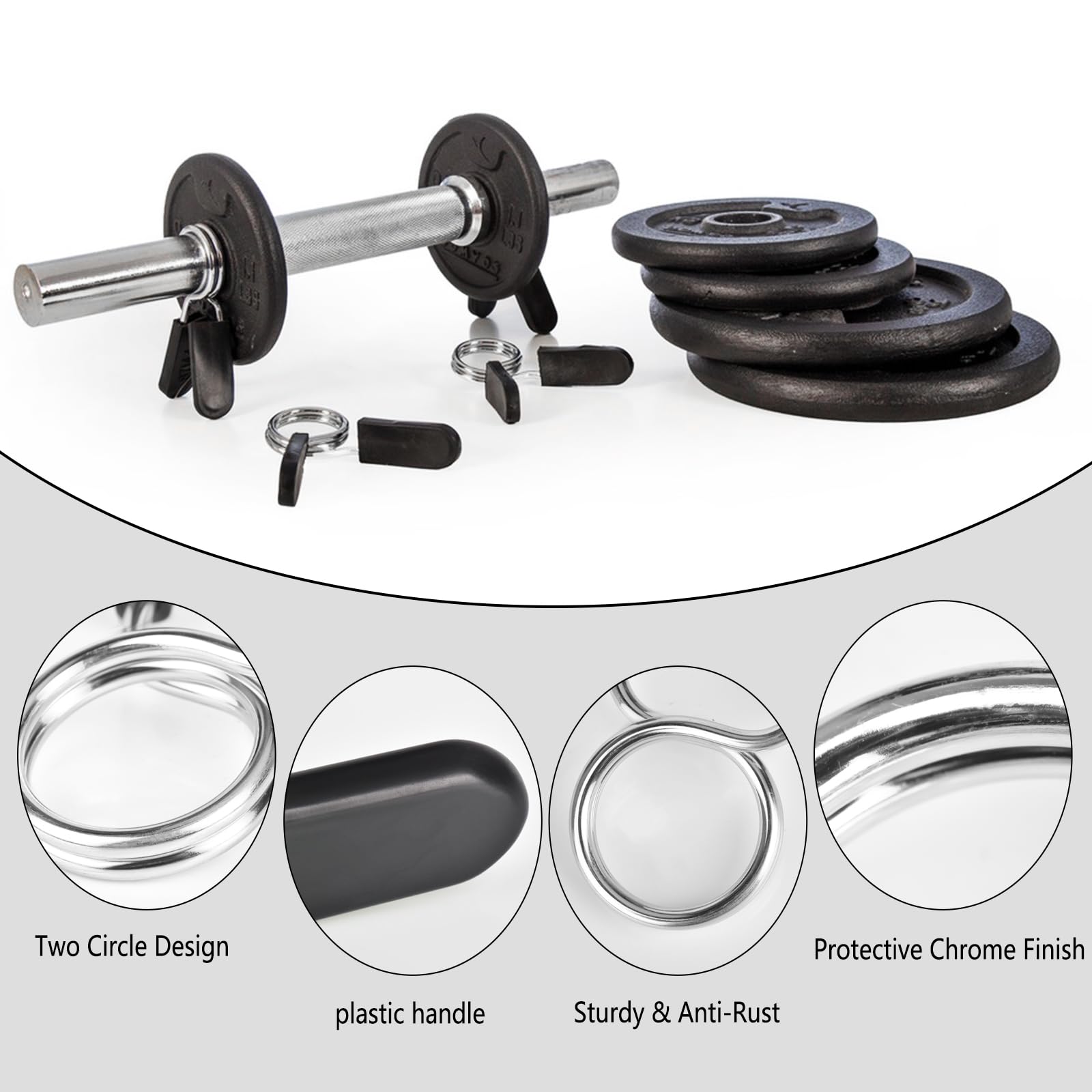 AccEncyc 1 Inch Olympic Barbell Spring Collar Clips - Heavy Duty Weightlifting Clamps for Dumbbells, Powerlifting & Strength Training - Secure Your Weights for Gym, Home & CrossFit Workouts
