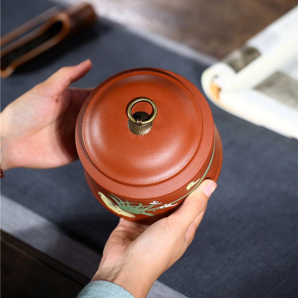Premium Yixing Purple Clay Tea Caddy for Orchid Tea - Handcrafted Chinese Tea Storage Container for Loose Leaf Tea - Perfect for Home, Office & Tea Ceremony Use