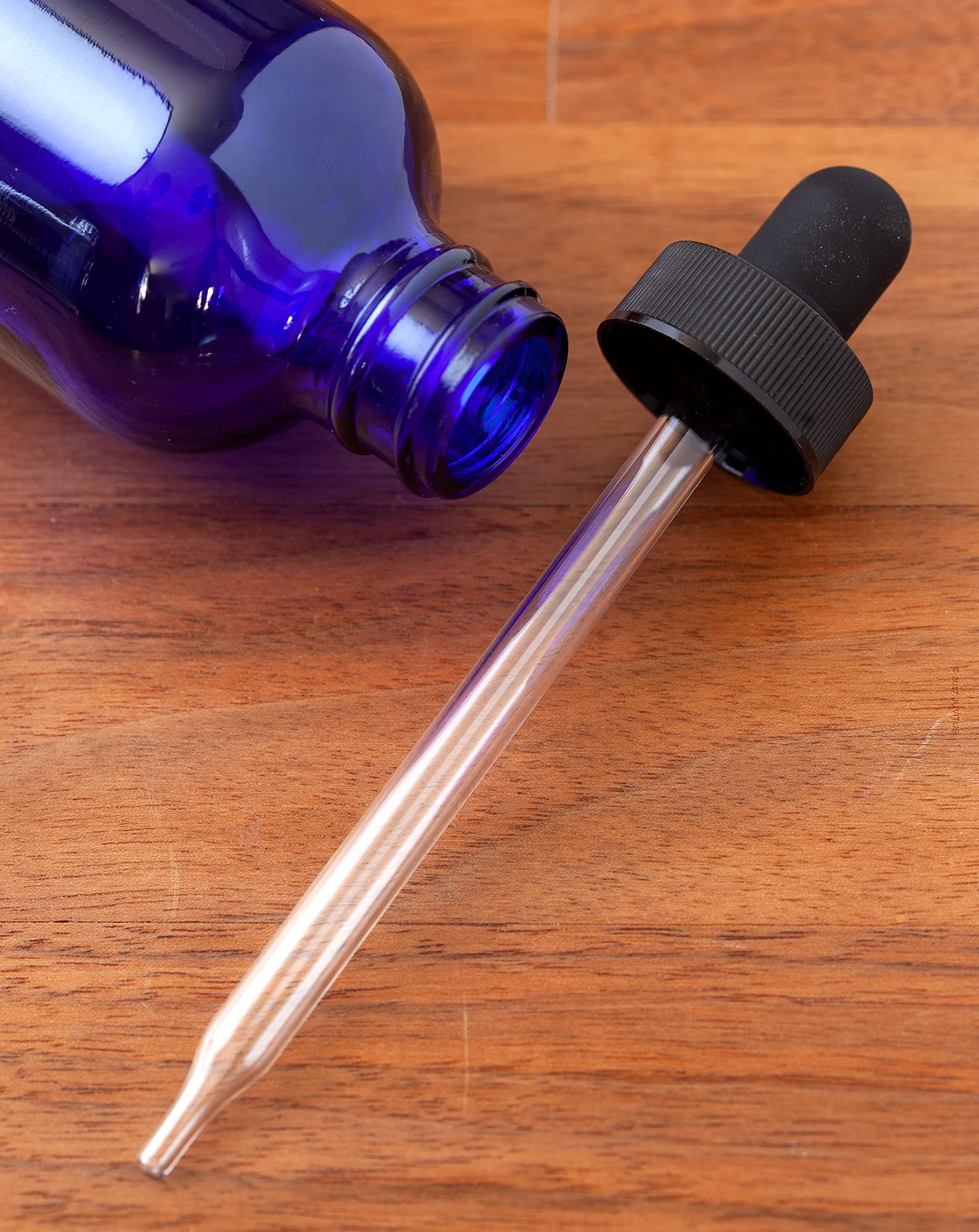 JUVITUS 4 oz (120 ml) Cobalt Blue Glass Boston Round Bottles with Black Dropper Caps - 6 Pack with Free Funnel - Essential Oil, DIY Beauty & Herbal Tincture Storage Solution