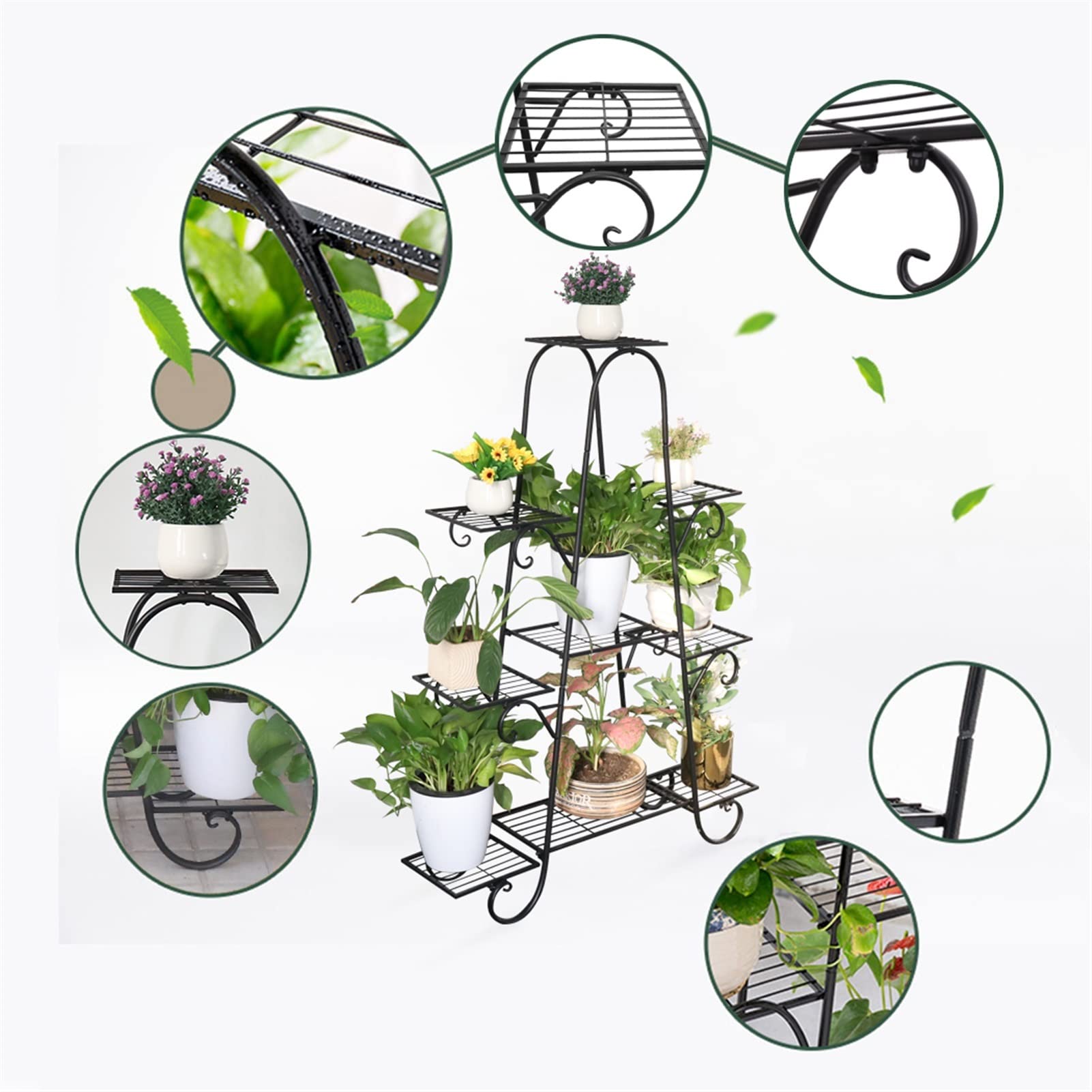 9-Tier Metal Flower Stand for Indoor & Outdoor Use - Multi-Layer Plant Shelf for Potted Plants, Balcony, Lawn, Patio & Garden Decor