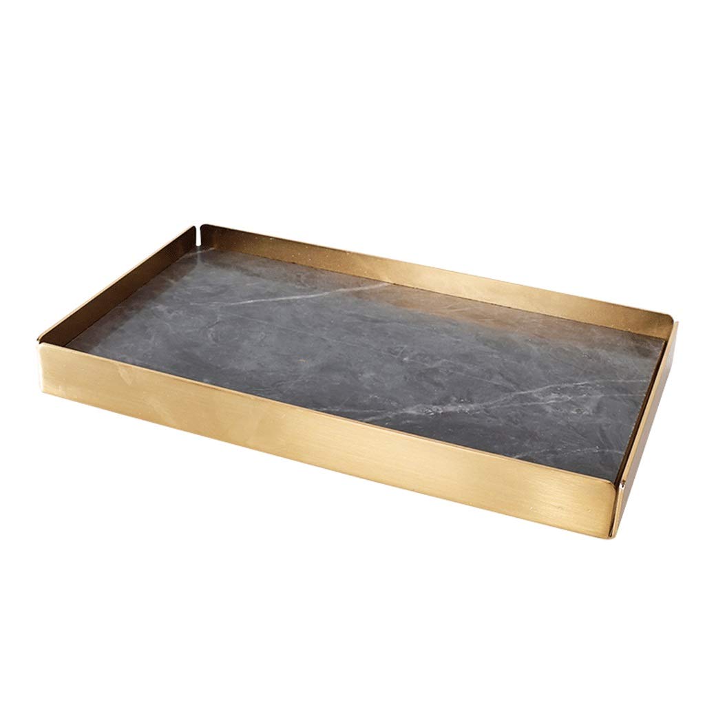 Fevilady Marble Bathroom Tray - Luxury Nordic Style Vanity Organizer for Jewelry, Cosmetics & Essentials | Waterproof Bath Caddy, Bedroom Decor, Spa Gift Idea (Gray)