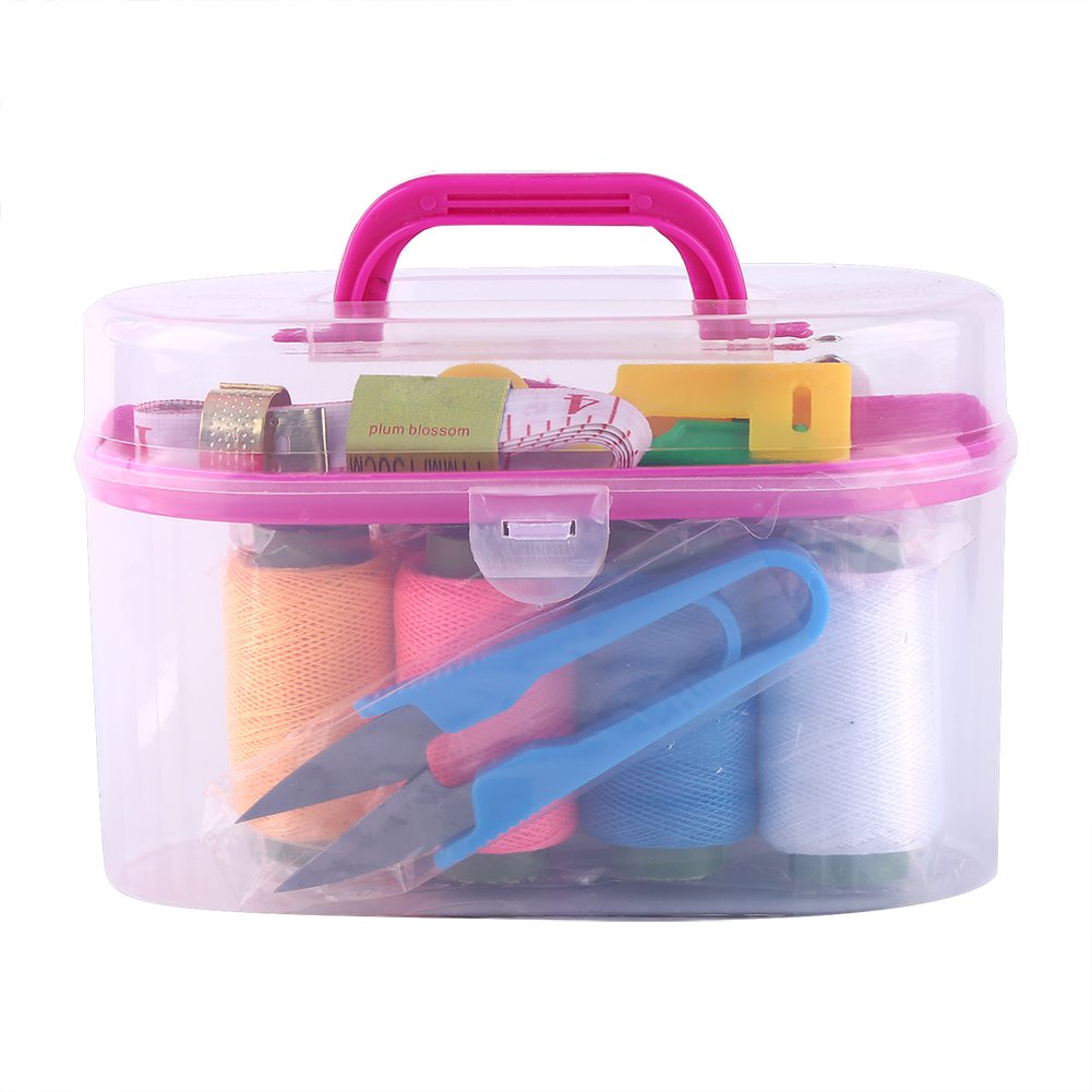 10-Piece Large Sewing Kit Tool Box with Needle, Threader, Tape Measure, Scissors & Thimble - Portable Sewing Supplies for Kids, Adults, Travel & Home Repairs (Red) - Perfect for DIY Projects, Emergency Fixes & Crafting
