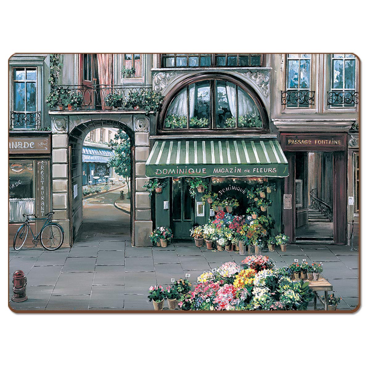 Village Square Decorative Hardboard Cork Back Tabletop Placemats - Set of 4 - Heat Resistant & Easy to Clean - Made in USA - Perfect for Dining Tables, Kitchen Countertops & Home Decor