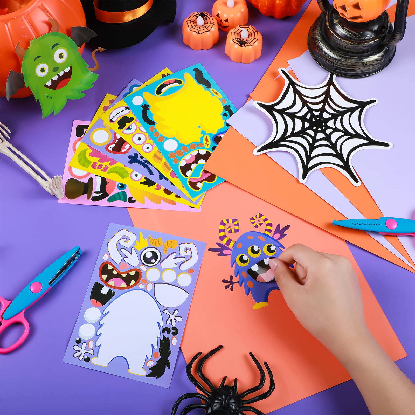 48-Piece Halloween Stickers for Kids - DIY Craft Stickers, Party Games & Birthday Favors - Perfect for Halloween Parties, Classroom Activities & Scrapbooking Projects