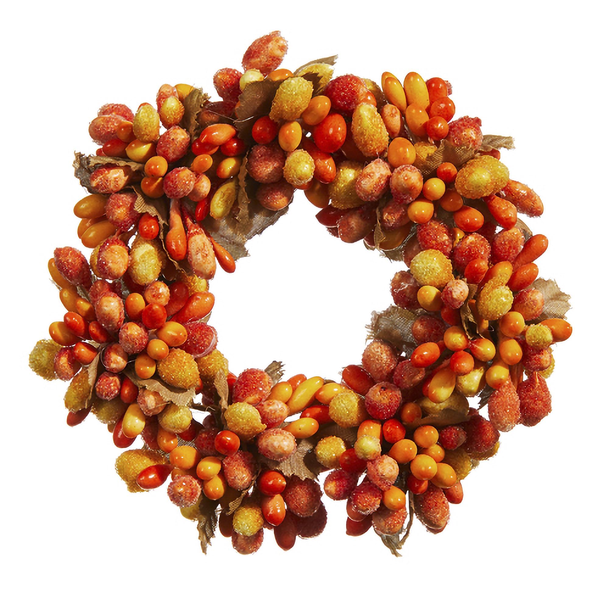 RAZ Imports 4310126 Beaded Berry Mini Wreath Candle Ring - 4.5 Inch Decorative Gypsum Wreath in Red, Orange & Yellow | Perfect for Christmas, Thanksgiving & Home Decor