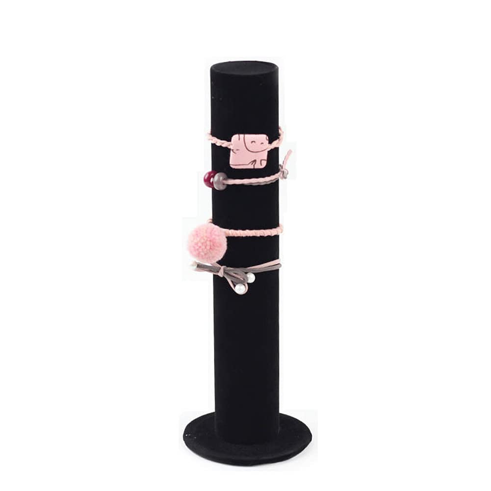 1PC Black Flannel Hair Ties Holder & Scrunchie Stand - Jewelry Organizer for Bracelets, Watches, Bangle Display - Perfect for Bedroom Vanity, Bathroom Counter & Travel Accessory Storage
