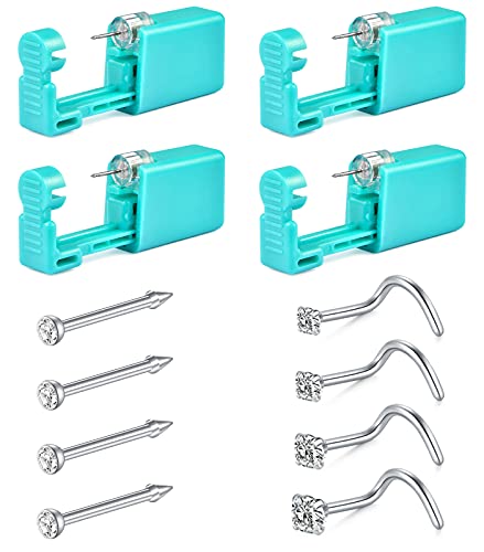 8pcs-4pcs nose gun+4pcs nose ring with CZ